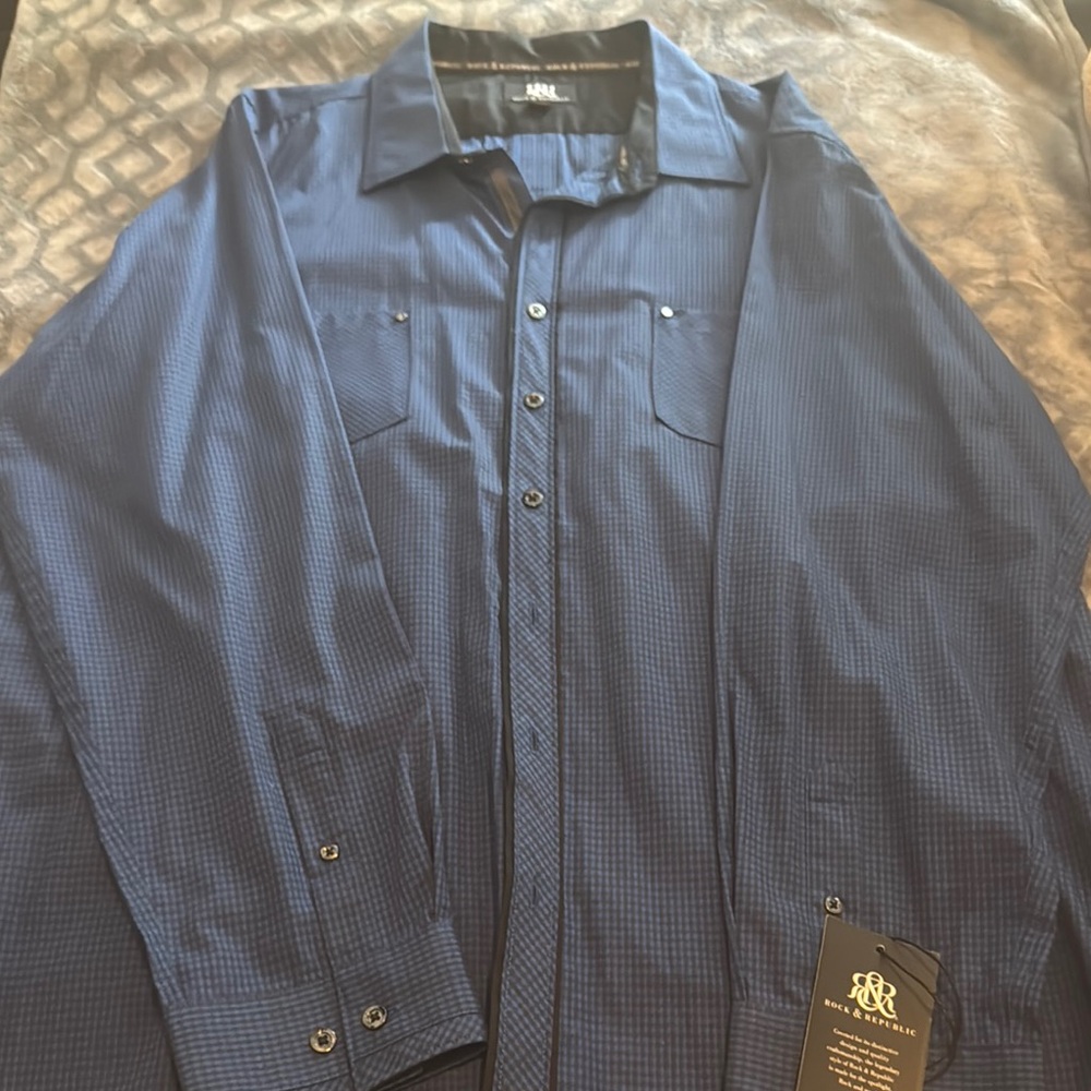 Rock & Republic Blue Casual Button Down Shirt